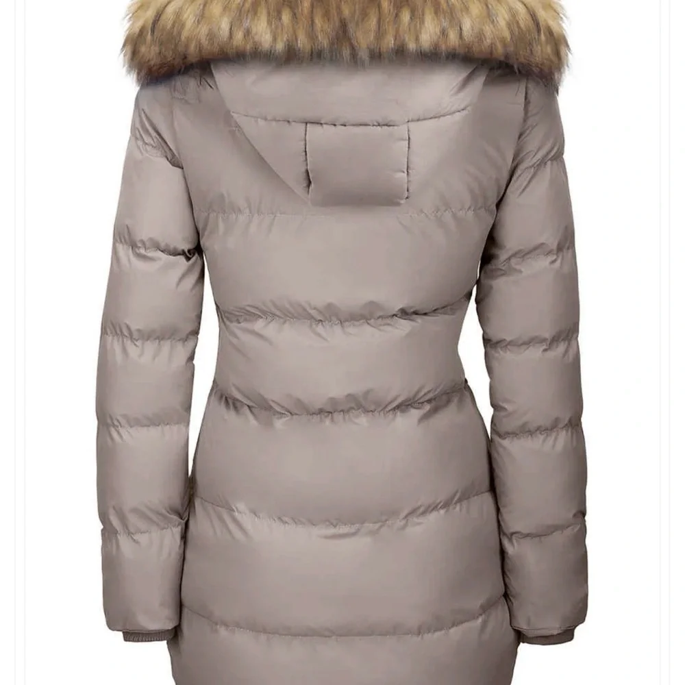 WENVEN Black Puffer Coat with Faux Fur Hood BNWT - Picture 2 of 2